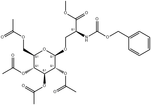 N-(benzyloxycarbonyl)-O-(2,3,4,6-tetra-O-acetyl-β-D-glucopyranosyl)-L-serine methyl ester Structure