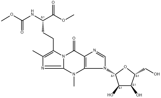 3H-Imidazo[1,2-a]purine-7-butanoic acid, 4,9-dihydro-α-[(methoxycarbonyl)amino]-4,6-dimethyl-9-oxo-3-β-D-ribofuranosyl-, methyl ester, (αS)- Structure