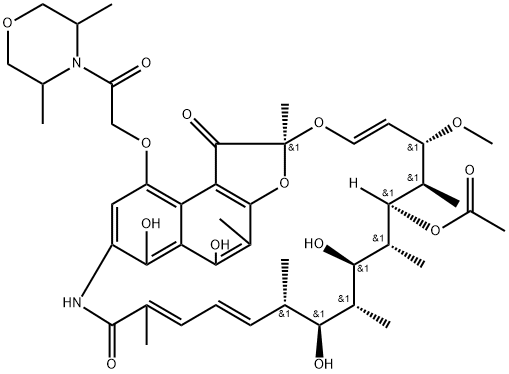 4-O-[2-(3,5-Dimethyl-4-morpholinyl)-2-oxoethyl]rifamycin 구조식 이미지