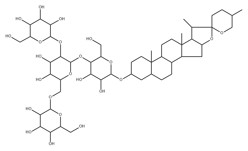 [(25S)-5β-Spirostan-3β-yl]4-O-(2-O-α-D-galactopyranosyl-6-O-β-D-galactopyranosyl-β-D-glucopyranosyl)-β-D-glucopyranoside 구조식 이미지