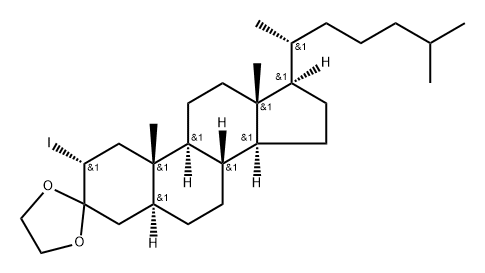 2α-요오도-5α-콜레스탄-3-온에틸렌아세탈 구조식 이미지