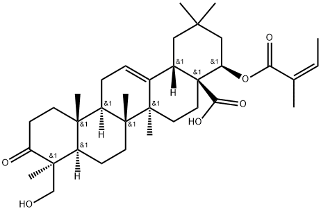 24-Hydroxy-22β-[[(Z)-2-methyl-1-oxo-2-butenyl]oxy]-3-oxo-olean-12-en-28-oic acid 구조식 이미지