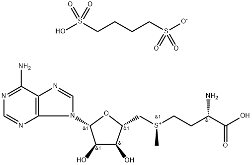 ((S)-3-Amino-3-carboxypropyl)(((2S,3S,4R,5R)-5-(6-amino-9H-purin-9-yl)-3,4-dihydroxytetrahydrofuran-2-yl)methyl)(methyl)sulfonium 4-sulfobutane-1-sulfonate Structure