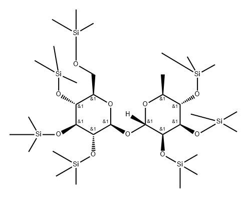 [6-Deoxy-2-O,3-O,4-O-tris(trimethylsilyl)-α-L-mannopyranosyl]2-O,3-O,4-O,6-O-tetrakis(trimethylsilyl)-β-D-glucopyranoside 구조식 이미지