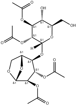 β-D-Glucopyranose, 1,6-anhydro-4-O-(2,3-di-O-acetyl-α-D-glucopyranosyl)-, 2,3-diacetate Structure