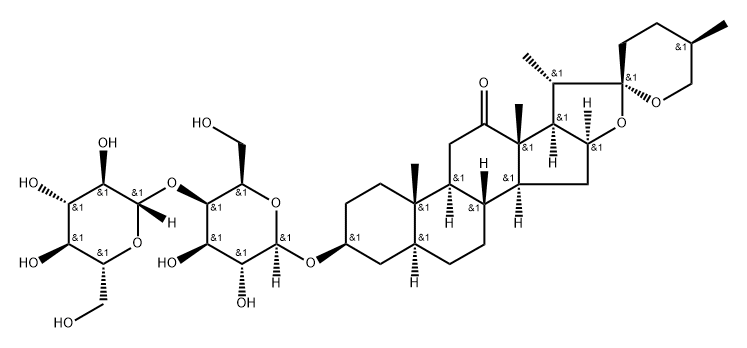 (25R)-3β-[(4-O-β-D-Glucopyranosyl-β-D-galactopyranosyl)oxy]-5α-spirostan-12-one Structure