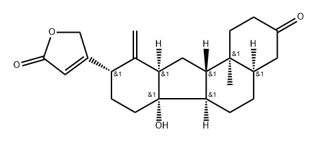 14-Hydroxy-17a-methylene-3-oxo-D(17a)-homo-C,18-dinor-5β-card-20(22)-enolide Structure