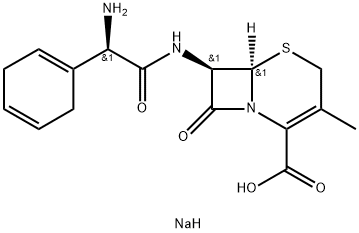 5-Thia-1-azabicyclo[4.2.0]oct-2-ene-2-carboxylic acid, 7-[[(2R)-2-amino-2-(1,4-cyclohexadien-1-yl)acetyl]amino]-3-methyl-8-oxo-, sodium salt (1:1), (6R,7R)- Structure