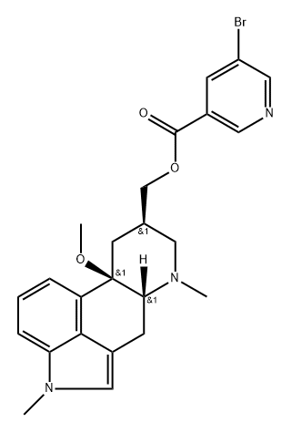 Ergoline-8-methanol, 10-methoxy-1,6-dimethyl-, 5-bromo-3-pyridinecarboxylate (ester), (8β,10β)- (9CI) Structure