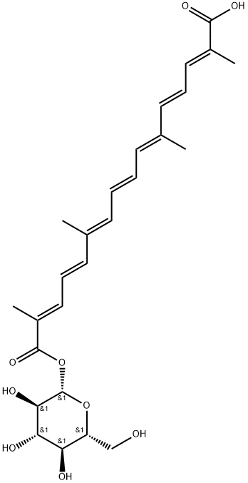 β-D-Glucopyranose, 1-[hydrogen (2E,4E,6E,8E,10E,12E,14E)-2,6,11,15-tetramethyl-2,4,6,8,10,12,14-hexadecaheptaenedioate] 구조식 이미지