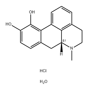 4H-Dibenzo[de,g]quinoline-10,11-diol, 5,6,6a,7-tetrahydro-6-methyl-, hydrochloride, hydrate (1:1:), (6aR)- Structure