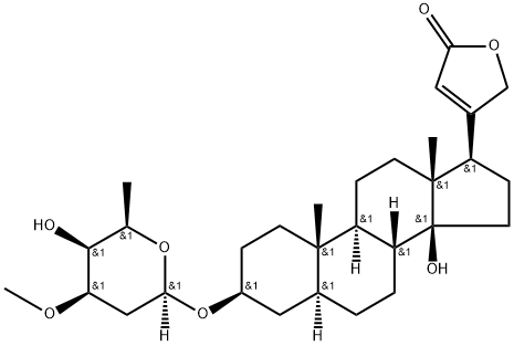 3β-[(3-O-Methyl-2,6-dideoxy-β-D-lyxo-hexopyranosyl)oxy]-14-hydroxy-5α,14β-carda-20(22)-enolide 구조식 이미지