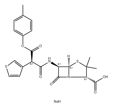 6α-[[(R)-3-(4-Methylphenoxy)-1,3-dioxo-2-(3-thienyl)propyl]amino]penicillanic acid sodium salt Structure