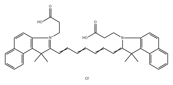 1H-Benz[e]indolium, 3-(2-carboxyethyl)-2-[7-[3-(2-carboxyethyl)-1,3-dihydro-1,1-dimethyl-2H-benz[e]indol-2-ylidene]-1,3,5-heptatrien-1-yl]-1,1-dimethyl-, chloride (1:1) Structure