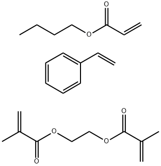 2-Propenoic acid, 2-methyl-, 1,2-ethanediyl ester, polymer with butyl 2-propenoate and ethenylbenzene Structure