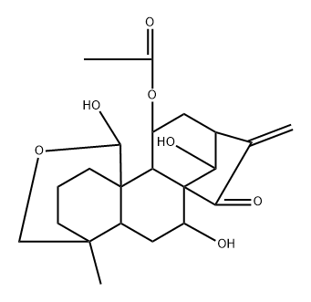 (4R,14R,20R)-11β-Acetoxy-18,20-epoxy-7α,14,20-trihydroxykaur-16-en-15-one Structure