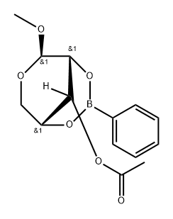 Ribopyranoside, methyl, cyclic 2,4-benzeneboronate 3-acetate, beta-d- Structure