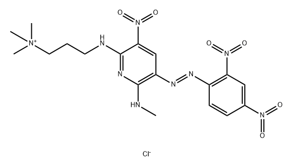 1-Propanaminium, 3-[[5-[2-(2,4-dinitrophenyl)diazenyl]-6-(methylamino)-3-nitro-2-pyridinyl]amino]-N,N,N-trimethyl-, chloride (1:1) Structure