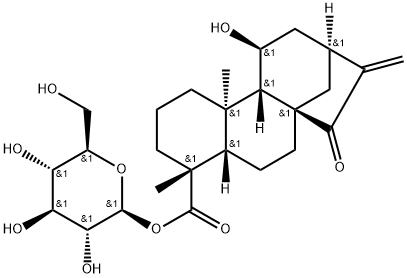 (4R)-11β-Hydroxy-15-oxokaur-16-en-18-oic acid β-D-glucopyranosyl ester 구조식 이미지