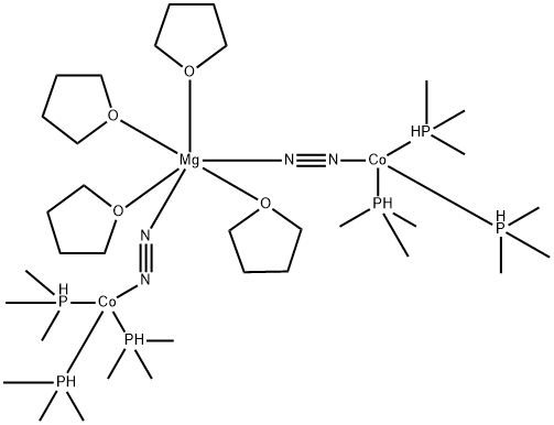 Magnesium, bis[μ-(dinitrogen-N:N')]tetrakis(tetrahydrofuran)bis[tris(trimethylphosphine)cobalt]-, stereoisomer (9CI) Structure