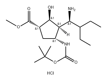 (1R,2R,3R,4S)-methyl 3-((R)-1-amino-2-ethylbutyl)-4-(tert-butoxycarbonylamino)-2-hydroxycyclopentanecarboxylate 구조식 이미지