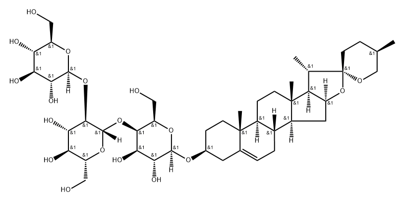 (25R)-3β-[4-O-(2-O-β-D-Glucopyranosyl-β-D-glucopyranosyl)-β-D-galactopyranosyloxy]spirosta-5-ene Structure