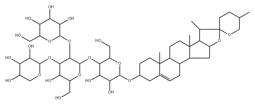 [(25R)-Spirost-5-en-3β-yl]4-O-(2-O-D-glucopyranosyl-3-O-D-xylopyranosyl-D-glucopyranosyl)-D-galactopyranoside 구조식 이미지