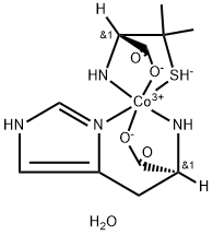 Cobalt, (L-histidinato-N,N3,O)[3-mercapto-D-valinato(2-)-N,O,S]-, monohydrate, (OC-6-36-A)- (9CI) 구조식 이미지