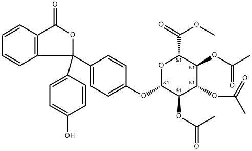 β-D-Glucopyranosiduronic acid, 4-[1,3-dihydro-1-(4-hydroxyphenyl)-3-oxo-1-isobenzofuranyl]phenyl, methyl ester, 2,3,4-triacetate Structure