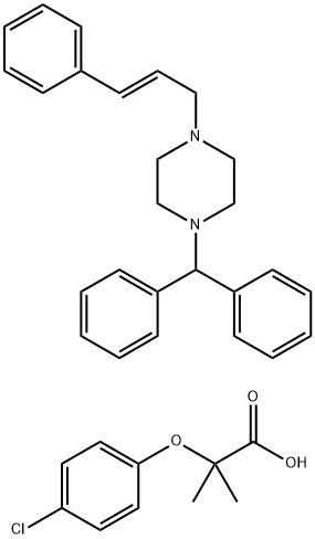 Propanoic acid, 2-(4-chlorophenoxy)-2-methyl-, compd. with (E)-1-(diphenylmethyl)-4-(3-phenyl-2-propenyl)piperazine (1:1) (9CI) Structure