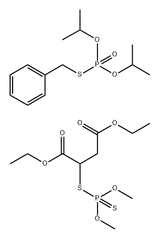 Butanedioic acid, [(dimethoxyphosphinothioyl)thio]-, diethyl ester, mixt. with O,O-bis(1-methylethyl) S-(phenylmethyl) phosphorothioate (9CI) Structure