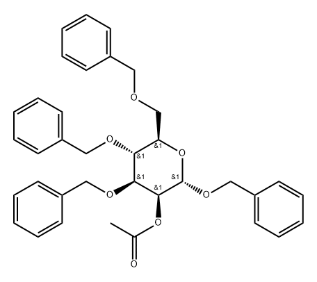 벤질3-O,4-O,6-O-트리벤질-α-D-만노피라노사이드아세테이트 구조식 이미지