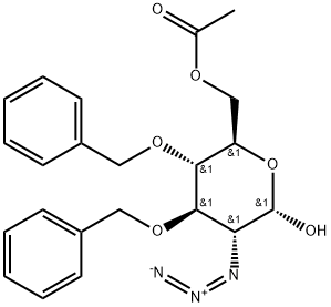 α-D-Glucopyranose, 2-azido-2-deoxy-3,4-bis-O-(phenylmethyl)-, 6-acetate 구조식 이미지