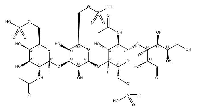 beta-Glcp-NAc6SO(3)-(1-3)-beta-Galp6SO(3)-(1-4)-beta-GlcpNAc6SO(3)-(1-3)-Galp 구조식 이미지