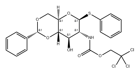 phenyl 4,6-O-benzylidene-2-deoxy-1-thio-2-(2,2,2-trichloroethoxycarbonylamino)-β-D-glucopyranoside Structure