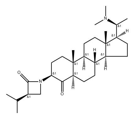 (3R)-1-[(20S)-20-(Dimethylamino)-4-oxo-5α-pregnan-3β-yl]-3-isopropylazetidin-2-one 구조식 이미지