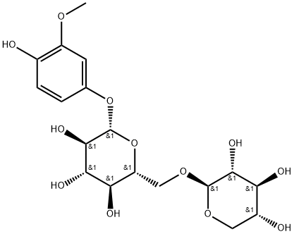 β-D-Glucopyranoside, 4-hydroxy-3-methoxyphenyl 6-O-β-D-xylopyranosyl- Structure