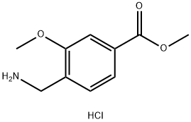 Benzoic acid, 4-(aminomethyl)-3-methoxy-, methyl ester, hydrochloride (1:1) Structure