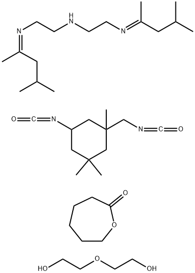 2-Oxepanone, polymer with N-(1,3-dimethylbutylidene) -N'-[2-[(1,3-dimethylbutylidene)amino]ethyl]-1,2 -ethanediamine, 5-isocyanato-1-(isocyanatomethyl) -1,3,3-trimethylcyclohexane and 2,2'-oxybis[ethanol] Structure