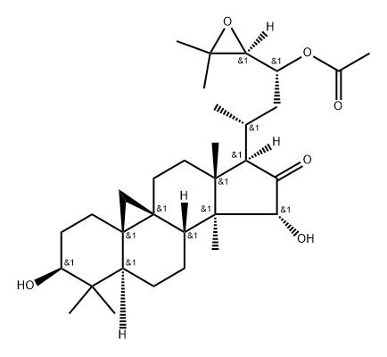 (23R,24S)-23-Acetoxy-24,25-epoxy-3β,15-dihydroxy-9,19-cyclo-5α-lanosta-16-one 구조식 이미지