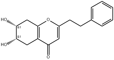 4H-1-Benzopyran-4-one, 5,6,7,8-tetrahydro-6,7-dihydroxy-2-(2-phenylethyl)-, (6S,7R)-rel-(-)- Structure