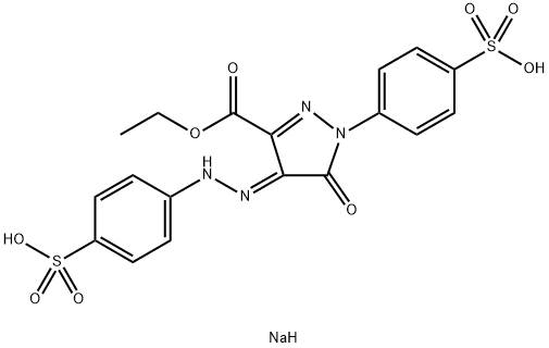1H-Pyrazole-3-carboxylic acid, 4,5-dihydro-5-oxo-1-(4-sulfophenyl)-4-[2-(4-sulfophenyl)hydrazinylidene]-, 3-ethyl ester, sodium salt (1:2) Structure