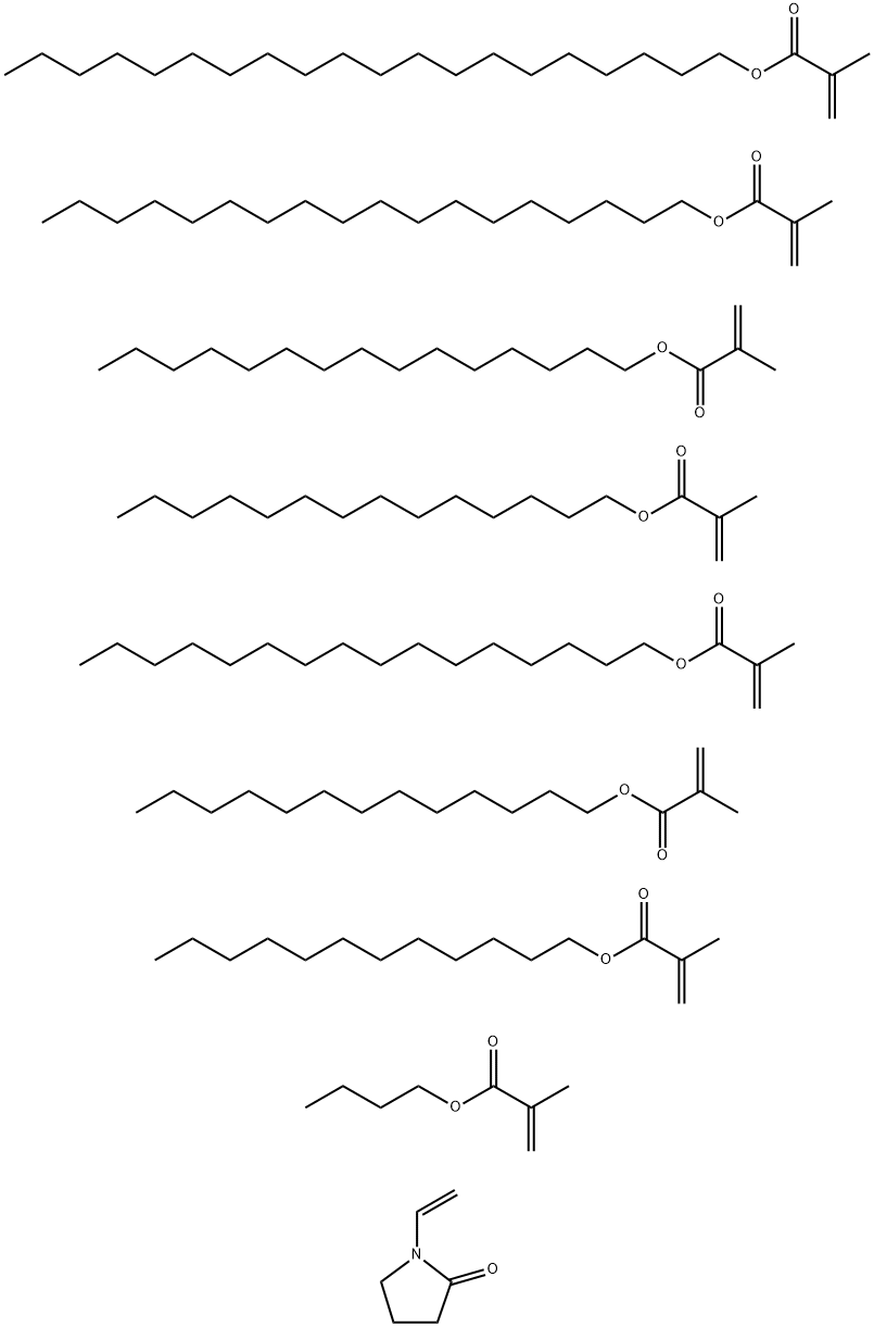 2-프로펜산,2-메틸-,부틸에스테르,도데실2-메틸-2-프로페노에이트중합체,에이코실2-메틸-2-프로페노에이트,1-에테닐-2-피롤리디논,헥사데실2-메틸-2-프로페노에이트,옥타데실2-메틸-2-프로페노에이트,펜타데실2-메틸-2-프로페노에이트,테트라데실 구조식 이미지
