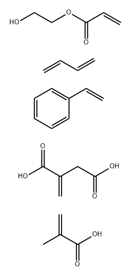 Butanedioic acid, methylene-, polymer with 1,3-butadiene, ethenylbenzene, 2-hydroxyethyl 2-propenoate and 2-methyl-2-propenoic acid Structure