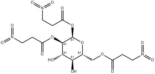 1-O,2-O,3-O-Tri(3-nitropropanoyl)-α-D-glucopyranose 구조식 이미지