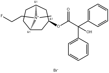 8-Azoniabicyclo[3.2.1]octane, 8-(2-fluoroethyl)-3-[(2-hydroxy-2,2-diphenylacetyl)oxy]-8-methyl-, bromide (1:1), (3-endo,8-anti)- Structure