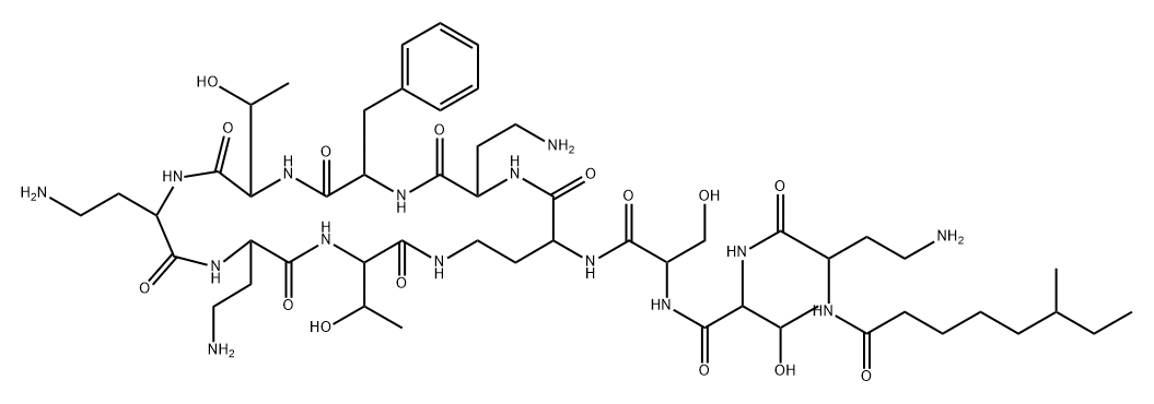 N2-(6-Methyloctanoyl-L-A2bu-L-Thr-D-Ser-)cyclo(L-A2bu*-L-A2bu-D-Phe-L-Thr-L-A2bu-L-A2bu-L-Thr-) Structure