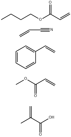2-Propenoic acid, 2-methyl-, polymer with butyl 2-propenoate, ethenylb enzene, methyl 2-propenoate and 2-propenenitrile 구조식 이미지
