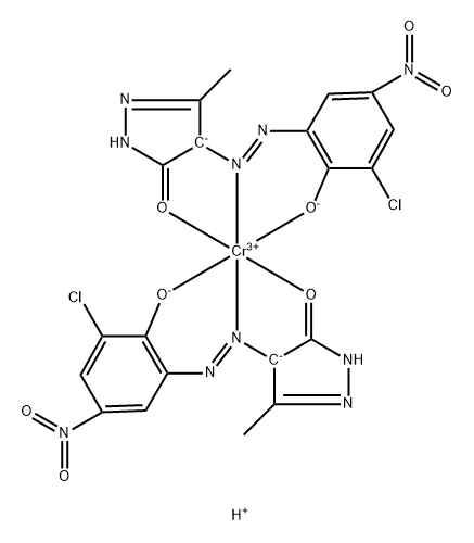 Chromate(1-), bis[4-[2-[3-chloro-2-(hydroxy-κO)-5-nitrophenyl]diazenyl-κN1]-2,4-dihydro-5-methyl-3H-pyrazol-3-onato(2-)-κO3]-, hydrogen (1:1) Structure