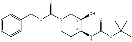 (3R,4S)-4-tert-butoxycarbonylamino-3-hydroxy-piperidine-1-carboxylic acid benzyl ester Structure